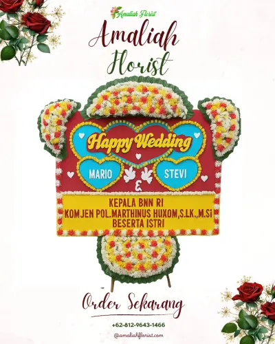 Karangan Papan Bunga Pernikahan di Cimuja